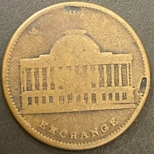 Well Worn 1837 NY "Merchant's Exchange" Hard Times Token 29mm Brass Vintage