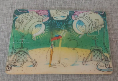 Snowman Winter Accident report 3D Stereo lenticular USSR Pocket Calendar 1981 