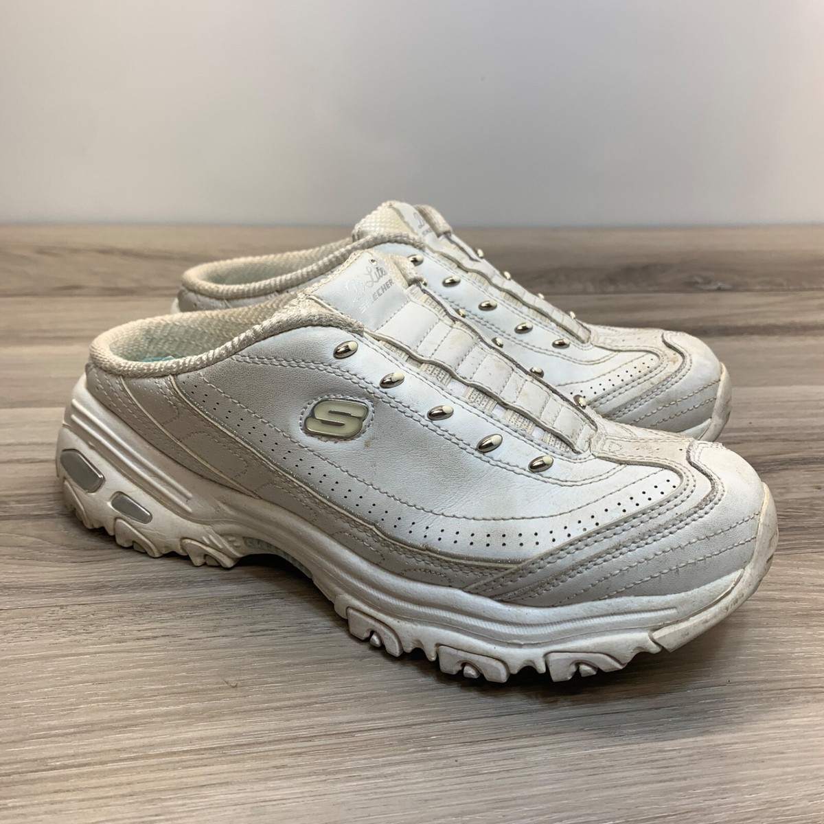 Skechers Sport Women's D'Lites Bright Sky White Slip-On White Chunky Size 