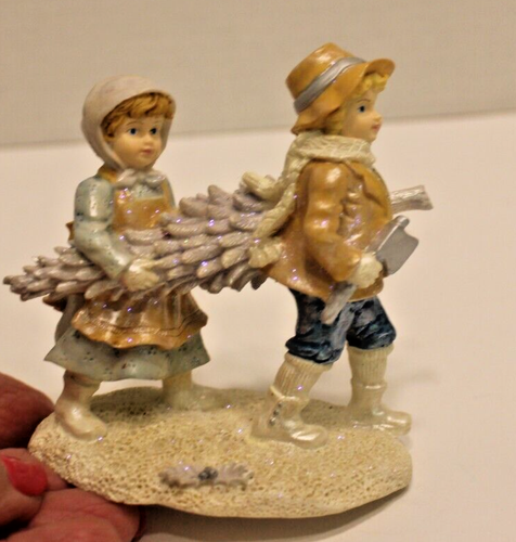 VTG 3 Figurines, Children in Snow Suitable for Christmas Village - Picture 3 of 10
