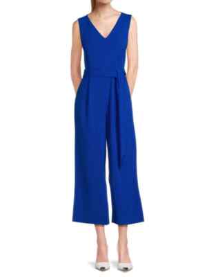 NEW Calvin Klein Elegant Regatta Blue Self Belted Womens Jumpsuit Romper size 16