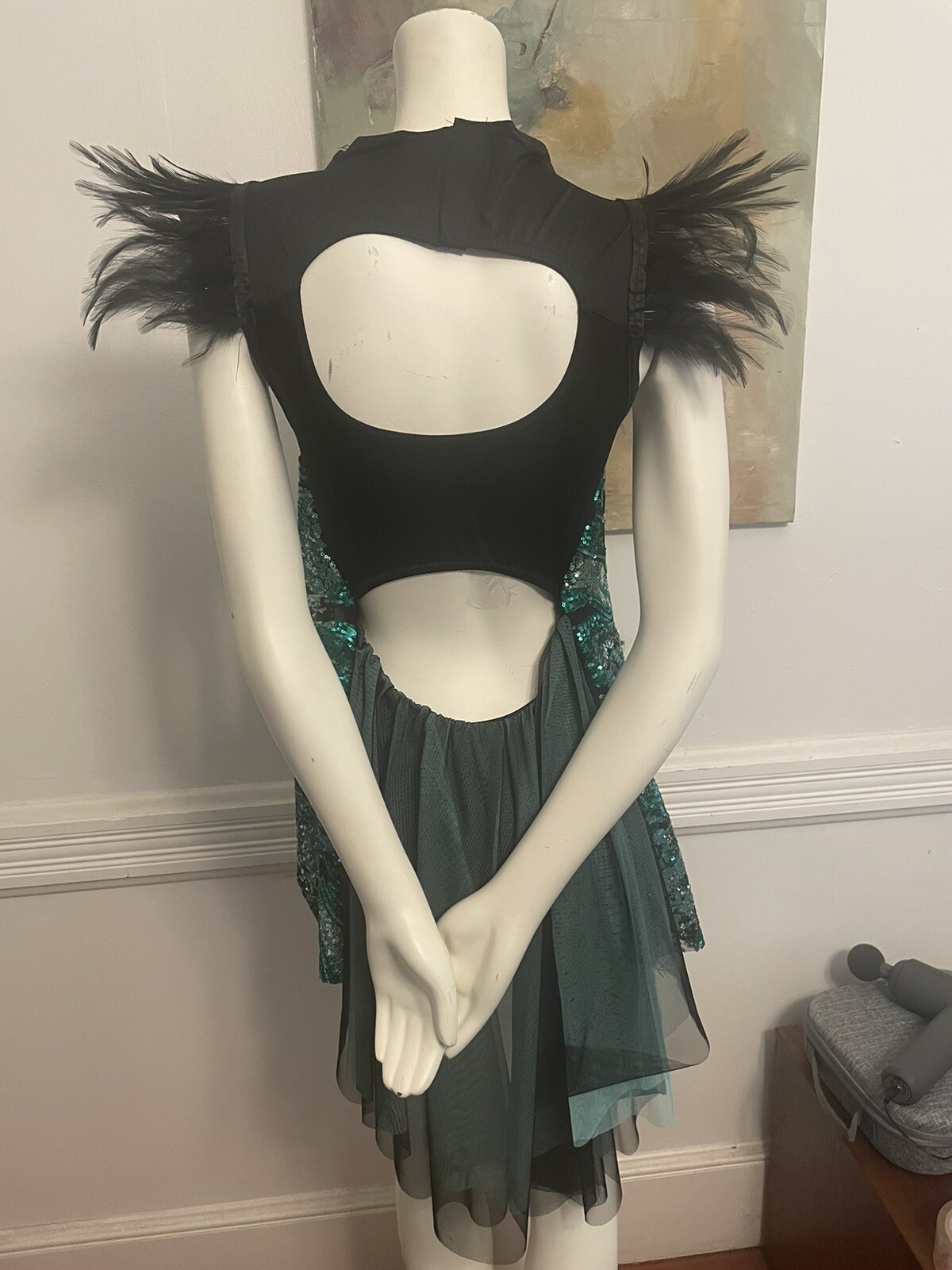 Dance Costume Jazz Tap Halloween Leotard Feathers Seq… Gem