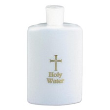 8 oz Plastic Container for Holy Water, Empty Bottle, Gold Print, 1 Piece