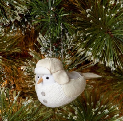 2022 Target Wondershop White Knit Sweater Fabric Bird Freezy Christmas  Ornament