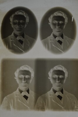 Antique Glass Negative - Quadruple Man Portrait  - 2-1/2'' x 4-1/4''
