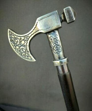Vintage Antique Viking Axe Handle Wooden Walking Stick Cane Halloween Party Gift