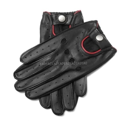 Men's Motorcycle Genuine Leather Gloves Sheepskin Gloves Fashion Women's Black - Picture 8 of 34