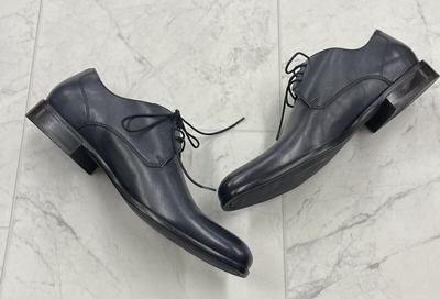 New John Varvatos Star USA Leather Derby Dress Shoes In Navy  display picture 3