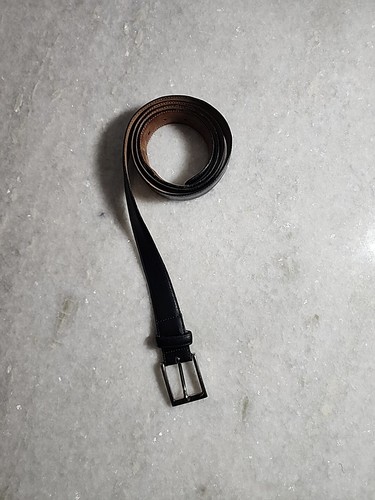 Brooks Brothers Men's Genuine Leather Belt Size 42, Black Color Made In Italy - Picture 8 of 14