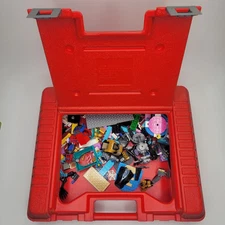 VTG LEGO Red Carrying Case w/ Minifigures & Miscellaneous Bulk LEGOS
