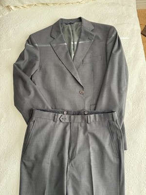 USA-Made Brooks Brothers 42L 36x32 Grey 1818 Madison Fit Suit Saxxon 100% Wool