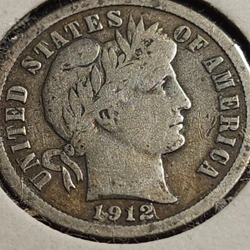 1912-P Barber Silver Dime 10C -