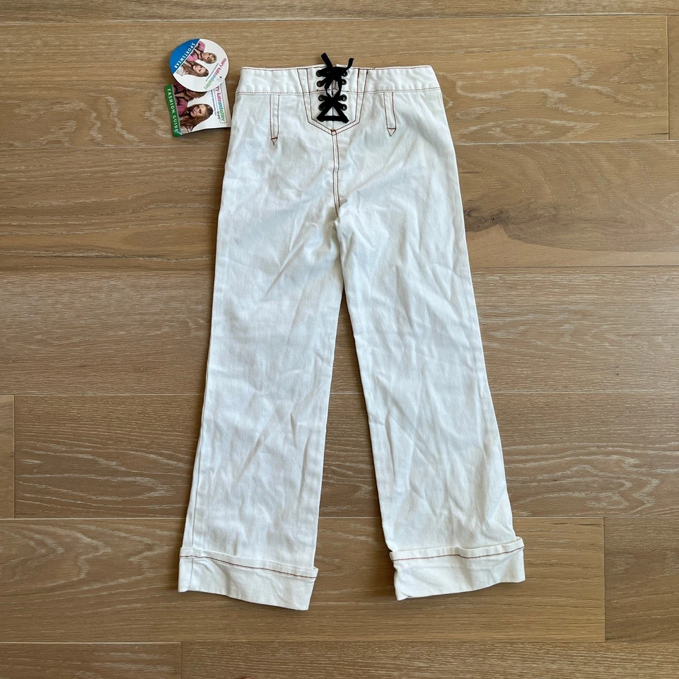 Винтажный Y2K MaryKate & Ashley Olson девочки укороченный Sailor брюки новый с Ярлыками sz 7 белый - Изображение 2 из 4