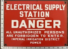 Vintage Porcelain Industrial Sign - Imperial Irrigation District Power - Danger