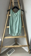 Pleione Mint Green & Black Patterned Tank Top Size Small
