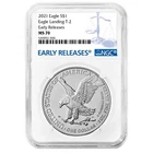 2021 $1 1-oz T-2 American Silver Eagle NGC MS70 ER Blue Label Reverse