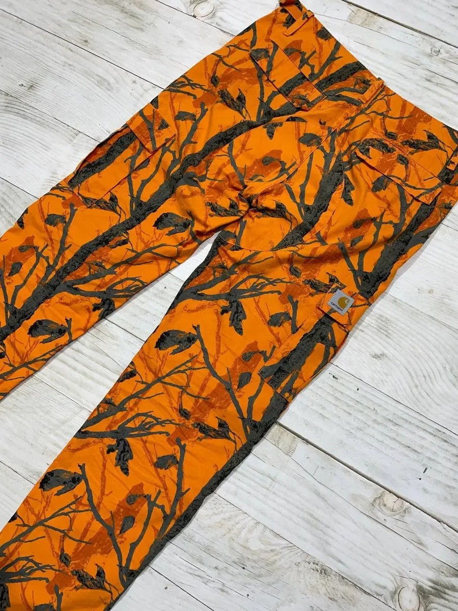 Vintage Carhartt WIP Aviation Pants Camo Tree Orange Cargo Men