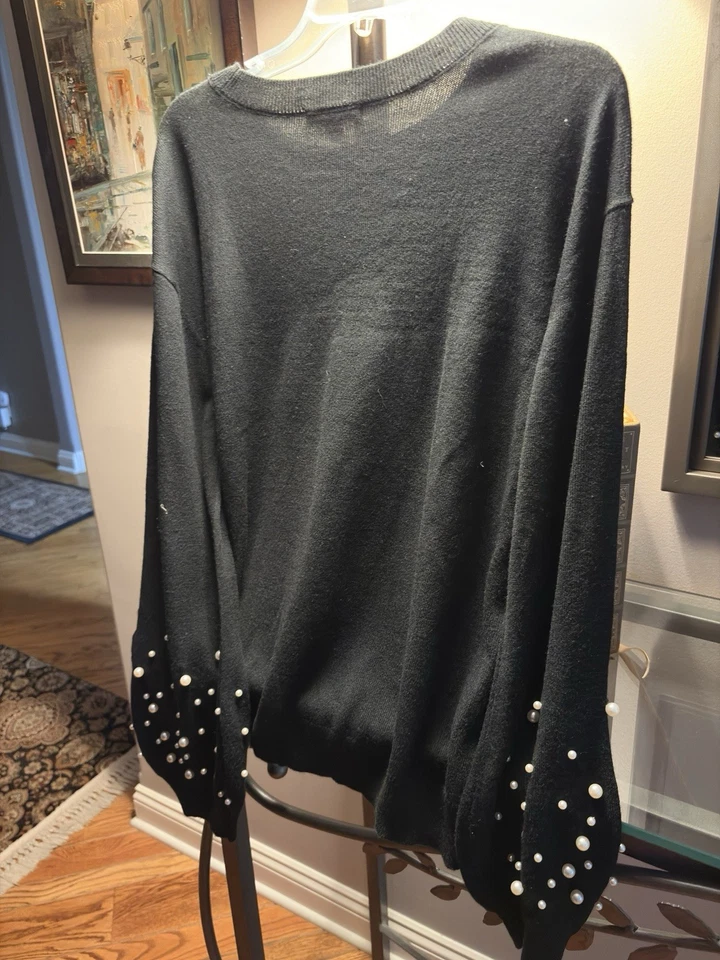 NUEVO Suéter Joe Fresh Talla Grande Negro Brillante Foto 4 de 4