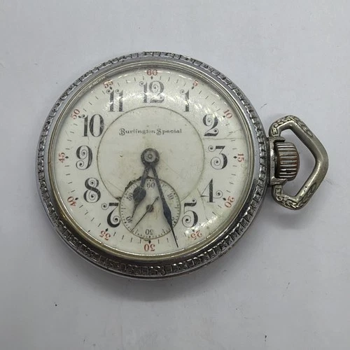 Illinois Burlington Special 19 Jewel Antique Railroad Pocket Watch 4 Repair