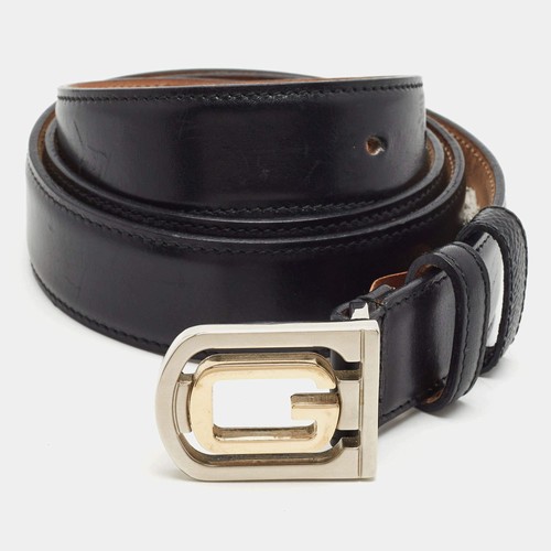 Gucci G Square 105 CM Buckle Belt Black Leather