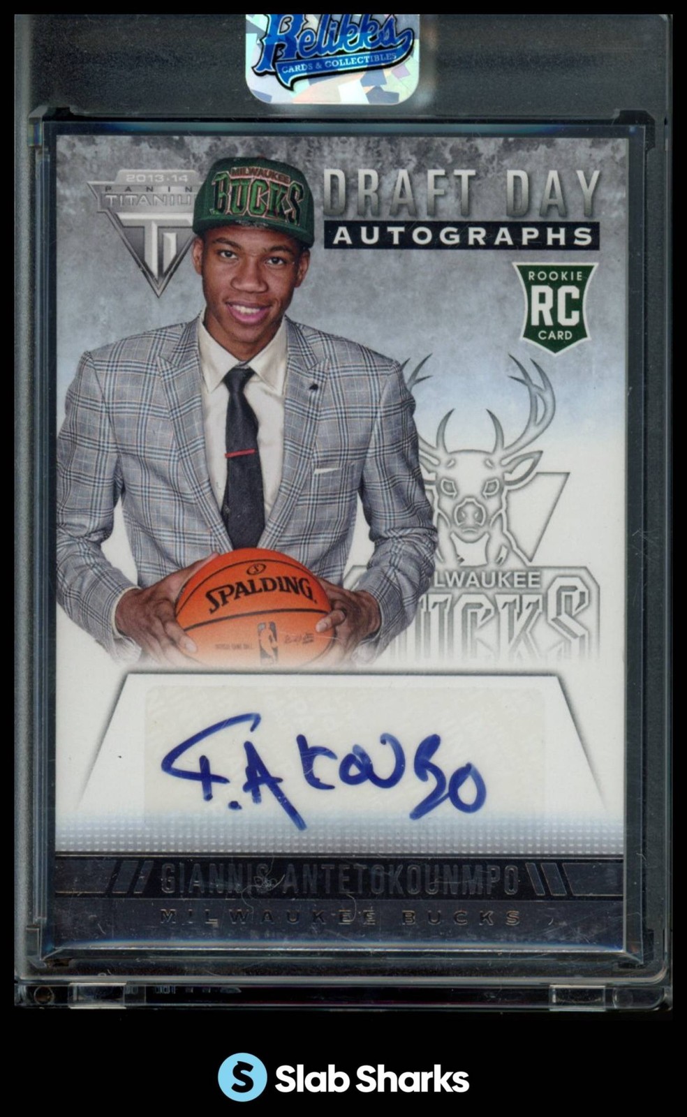 2013 PANINI TITANIUM #17 GIANNIS ANTETOKOUNMPO DRAFT DAY AUTO RC ROOKIE