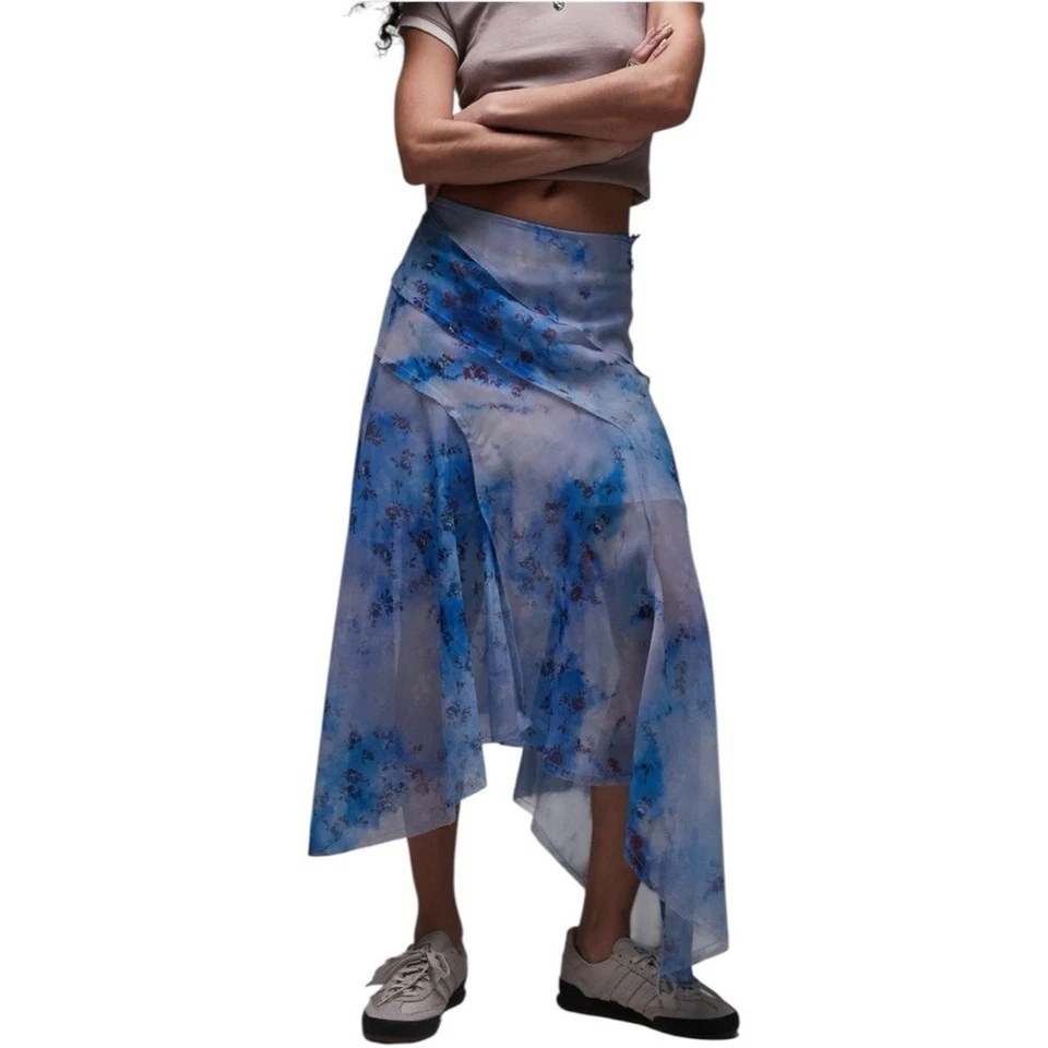 Falda midi asimétrica floral azul Topshop talla 4 Foto 2 de 4