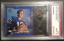 1998 Peyton Manning Upper Deck SP Authentic Rookie Card #0857/2000 PSA 9 MINT. rookie card picture