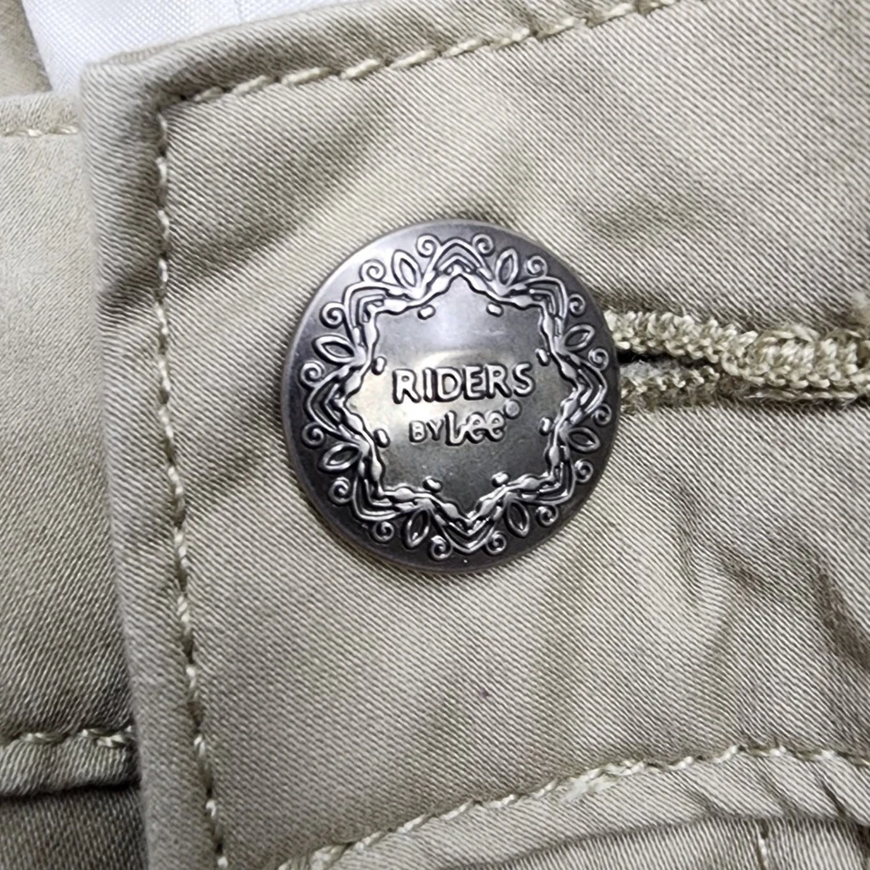 Pantalones Lee Riders para mujer 22W color caqui tostado tiro medio corte bota algodón elástico informales Foto 2 de 4