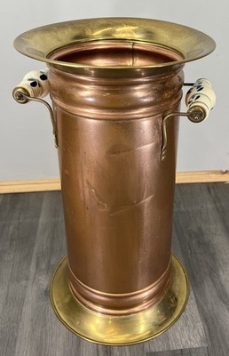 Schirmständer Vintage Messing Kupfer Dekoständer Porzellangriffe LOT 4686