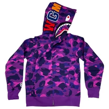 BAPE Color Camo Shark WGM Hoodie Sweatshirt Purple | A Bathing Ape