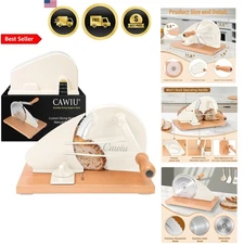 Bread Slicer Adjustable Thickness Hand Crank Sourdough Cutter with Guide