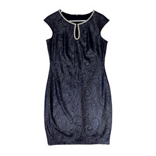 Melrose Social Metallic Rhinestone Glitz Glam Cap Sleeve Party Dress Womens 8 M