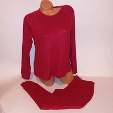 Soma Pajama Set Medium Top  Bottom Red Brushed Cozy Long Sleeve Pants Sleepwear