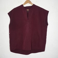 Figs Rafaela Oversized Scrub Boxy Shirt Top Womens Burgundy Tech Collection Sz L