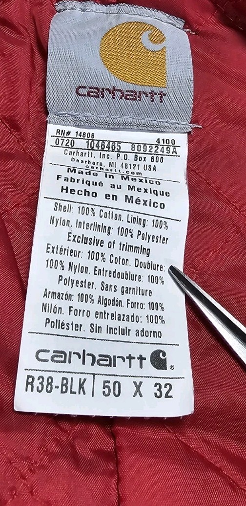 Carhartt R38 Black Arctic Quilted Insulated Lined Bib Overalls Mens 50"x32"  VGC thumbnail 10