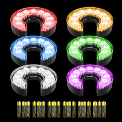 LED Golf Hole Lights (6-Pack) - Battery Operated, Anti-Glare Lens, Glow in Th...