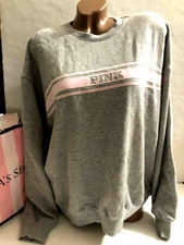 Victoria's Secret PINK Long Sleeve Fleece Crew Neck Pullover Sweatshirt Gray NWT