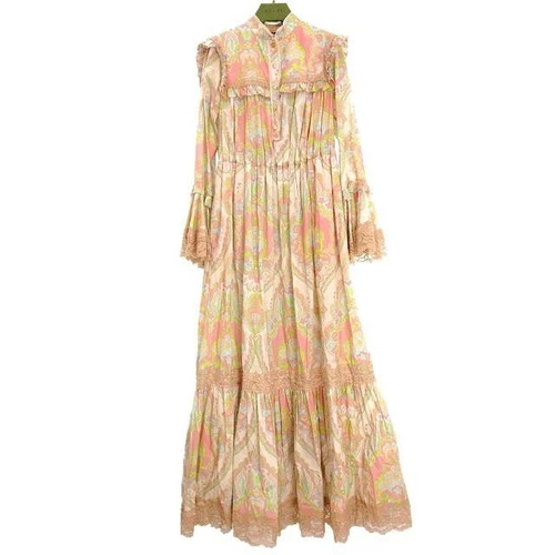 Autentico abito Gucci stampa floreale cotone mussola 2022SS rosa 40 mai usa conchetta