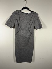 Zara Grey Midi Pencil Dress Short Sleeves Size M