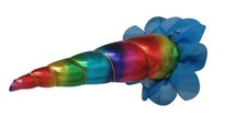 6" Metallic Rainbow Clip-On Unicorn Horn w/ Gold Lacing