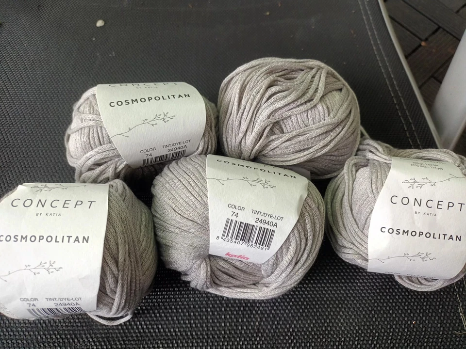 5kn Grau Silber Glitzer Wolle Katia Concept Cosmopolitan 74 ViskosemixSehr Weich