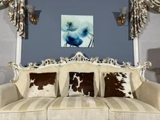 Cowhide Pillow Cover – Genuine Hair-On Leather Cushion | Handmade Brown & White