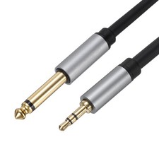 1/4" TS to 1/8" TRS Audio Cable, 5FT Stereo Patch Cord 6mm Dia, Black