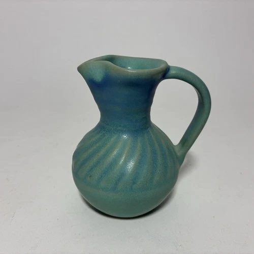Van Briggle Pottery - Ming Blue Pitcher Original - Fred Wills FW 3.75"