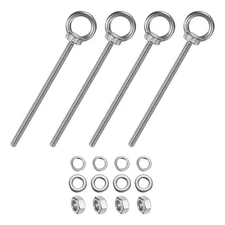 4-Sets Stainless Eyebolt M6x119mm Shoulder Lifting Eye Bolt with Nuts Washers