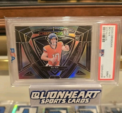 Bo Nix 2024 Panini Obsidian Rookie Vitreous RC PSA 9 CASE HIT SSP Denver Broncos