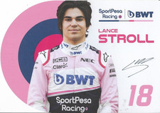 Lance Stroll, piękna największa karta Ag, niestety tylko z drukowanym podpisem