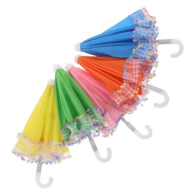 5pcs Dollhouse Mini Umbrella - Miniature Umbrella Small Doll Parasol Decoration