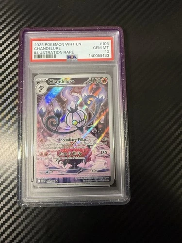 2025 POKEMON WHT EN-WHITE FLARE ILLUSTRATION RARE #103 CHANDELURE PSA 10