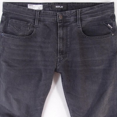 Mens Replay M914 ANBASS Stretch Slim Tapered Grey Jeans W38 L34